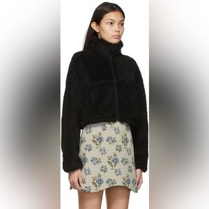 Sandy Liang Black Fleece Wyatt Zip-Up Sweater